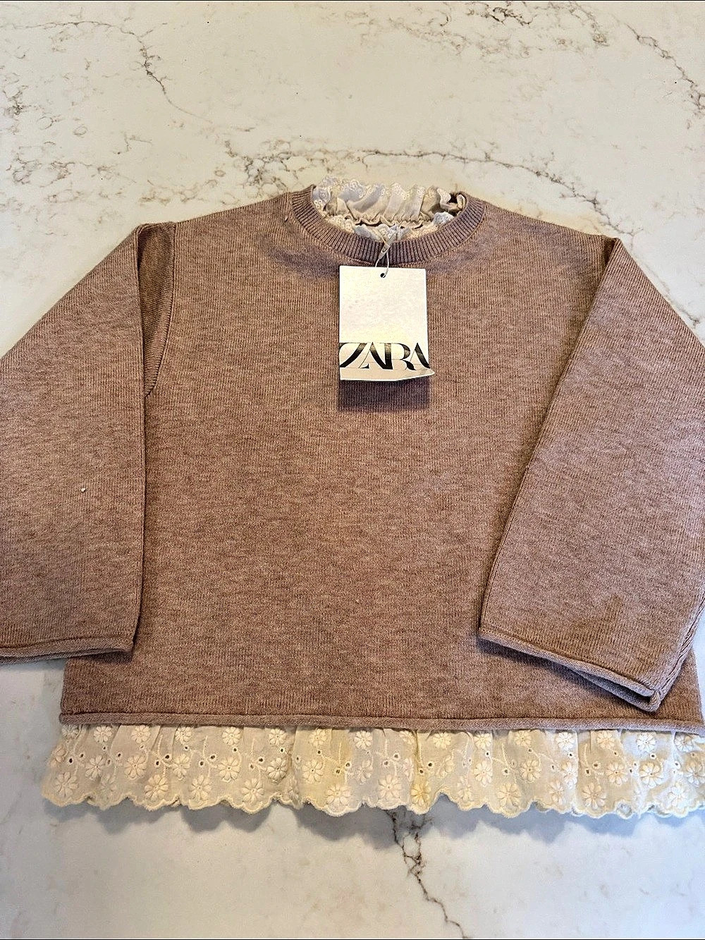 Zara Girls' Lace Hem Sweater Size 18-24M NWT